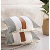 JASEN Набор из 2 наволочек для декоративных подушек в стиле кантри, пэчворк, полоска, лен, коричневая искусственная кожа, современные декоративные наволочки для дивана, спальни, гостиной
