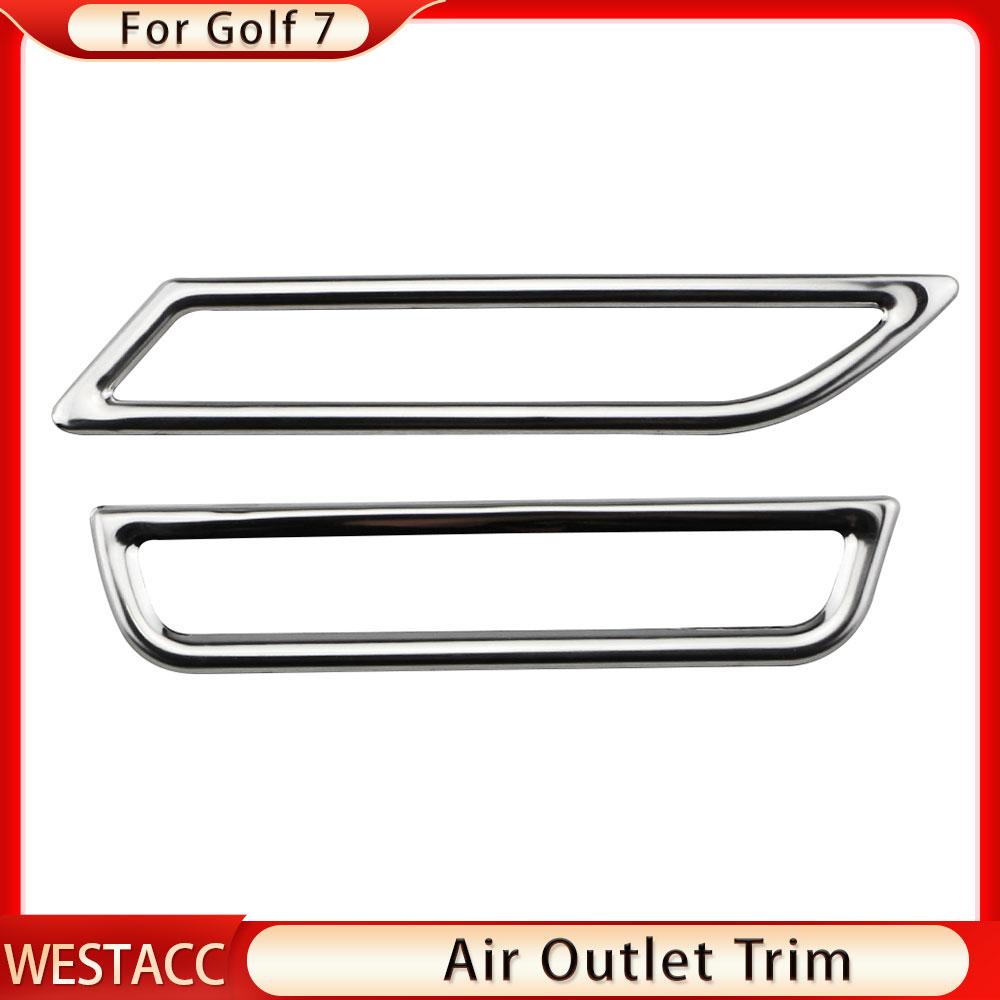 2Pcs Car AC Air Conditioning Outlet Vent Trim Stickers Cover for Volkswagen VW Golf 7 7.5 MK7 MK7.5 LHD 2013 -