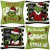 4pcs 18x18 Inch Grinch Christmas Pillow Covers for Home Farmhouse Decor Couch