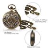 JEWELRYWE Карманные часы Скелетон Антикварные аналоговые часы с подвеской Карманные часы Водонепроницаемые сплав бронза Церемония совершеннолетия День рождения Годовщина