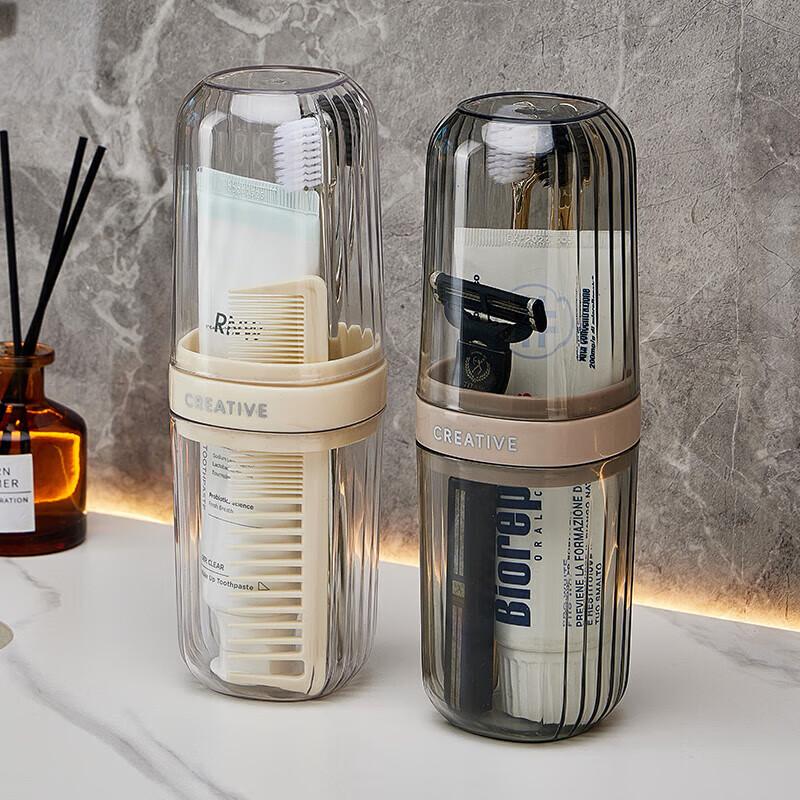 BWNK Travel Toiletry Cup Mouthwash Toothbrush Cup for Student Dormitory, Hotel And Tourism Use, Transparent Gray