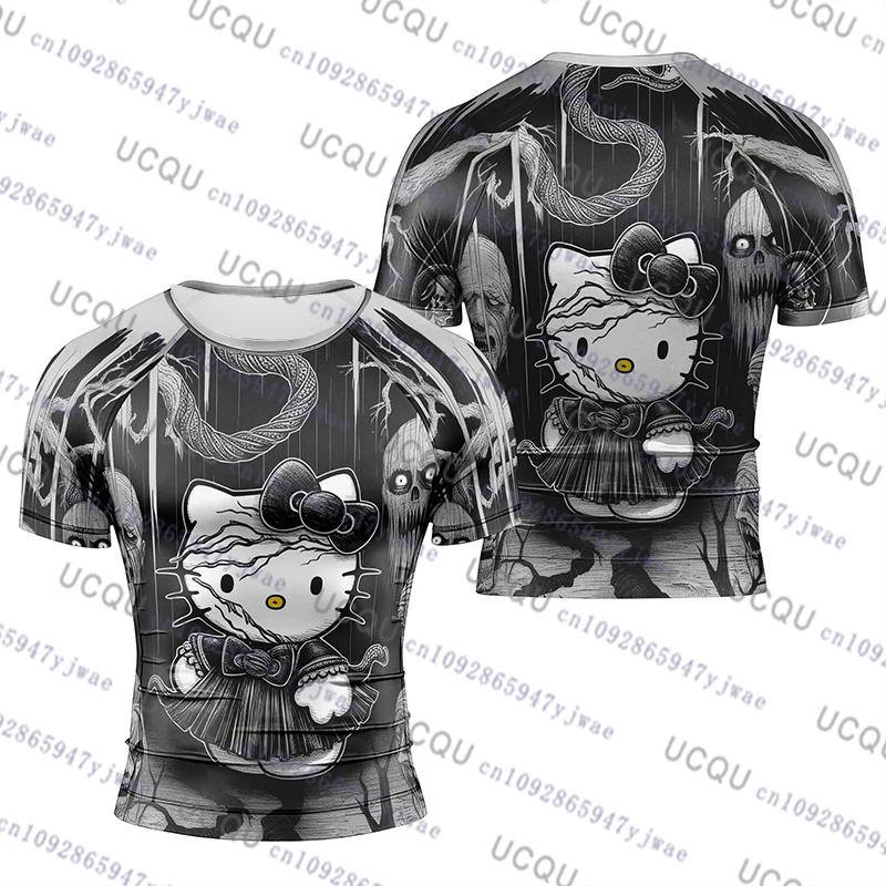 Футболка с принтом Hello Kitty Мужская Женская Дзюдо Тренажерный зал Футбольная майка Модная Спортивная одежда Оверсайз Тренировка Быстросохнущая Унисекс Пляжная футболка