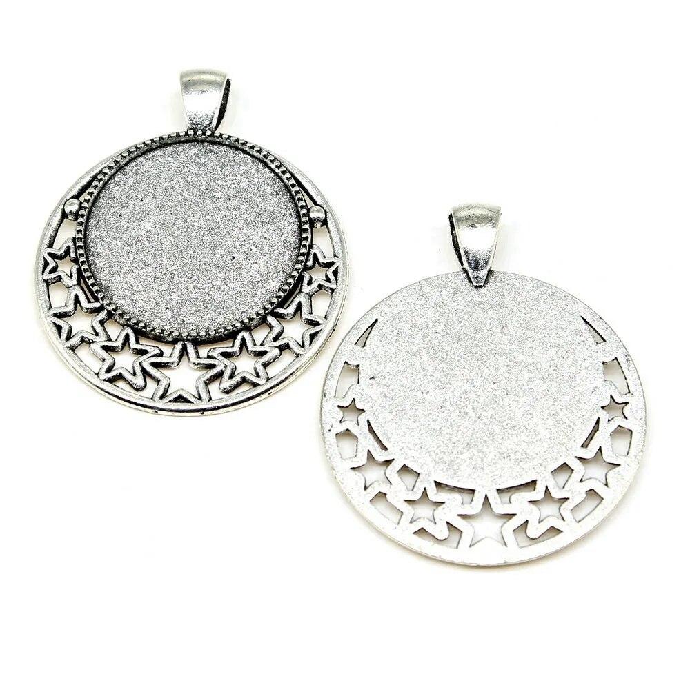 Подходит для круглого стеклянного кабошона 25 мм, поднос для установки, античное серебро, цветные компоненты, украшение ручной работы для изготовления ювелирных изделий