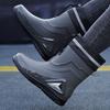 Fashion Rain Shoes Men's Short Anti Slip Mid Tube Rain Boots Short Water Shoes with Velvet Work Shoes