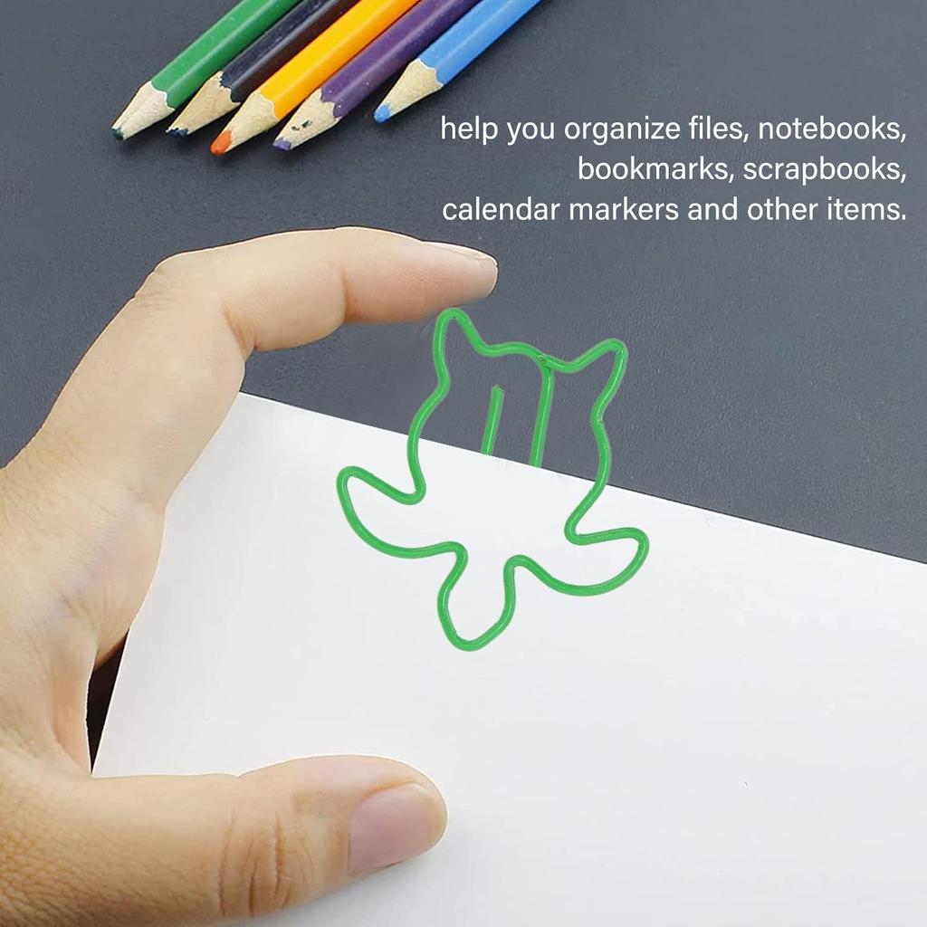 100 шт. Скрепки в форме животных, Электрооцинкованные милые скрепки, Декоративные скрепки с коробкой для хранения для семьи, офиса, школы (Морская черепаха)