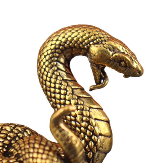 Латунная фигурка змеи, ретро-статуэтка змеи с детализированной чешуей, настольная мини-змея для домашнего офиса