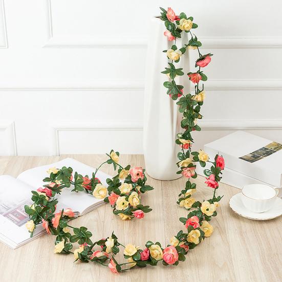 2.5M Artificial Flower Garland Realistic UV Resistant Faux Flower Rattan Vine Wedding Party Hanging Simulation Bloom