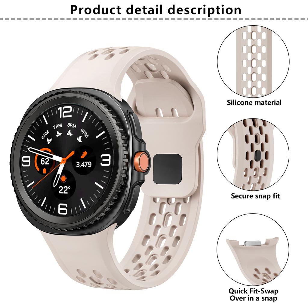 Replacement Band for Samsung Galaxy Watch8 44mm/40mm/Watch8 Classic 46mm Holes Design Silicone Watch Strap
