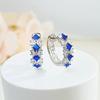 Легкие роскошные темпераментные синие заостренные серьги-гвоздики с кристаллами и пряжкой, рядами бриллиантов, инкрустированные бриллиантами с высоким содержанием углерода, универсальные простые модные серьги