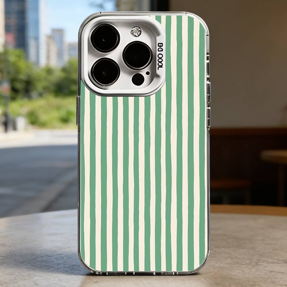 Colorful Striped Minimalist INS Couple Lichee White Shockproof Phone Case For iPhone 16,15,14,13,12,11,Pro,XS,Max,Plus,Mini,SE