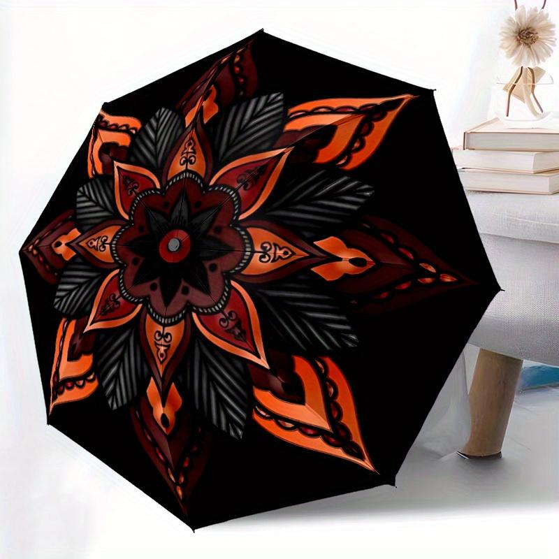 1pc Mandala Artwork Automatic Umbrella - 8-Rib Foldable Design, Outdoor Adventures, and Family Celebrations yy250829049
