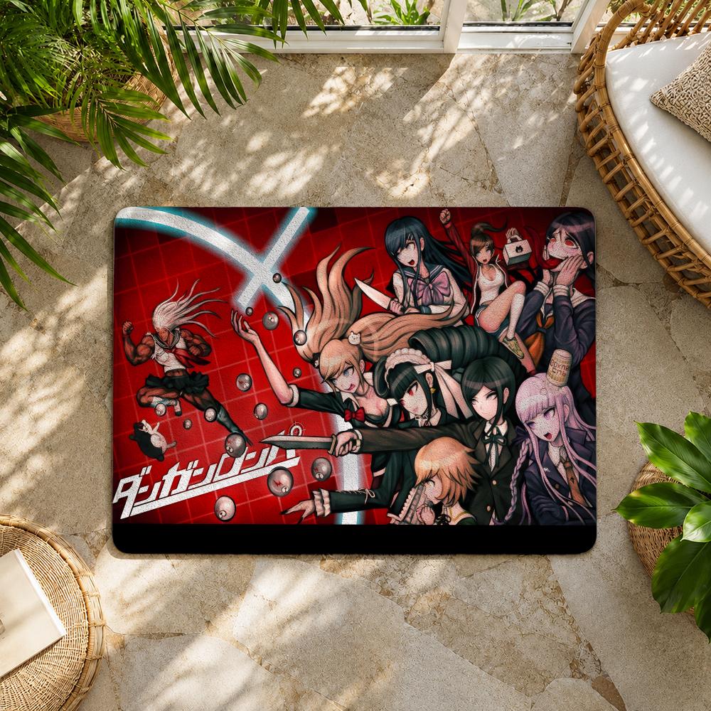 D-Danganronpa Anime Game Floor Mat Flannel Rug Non Slip Absorbent Soft Washable For Entryway Hallway Bathroom Kitchen Decor