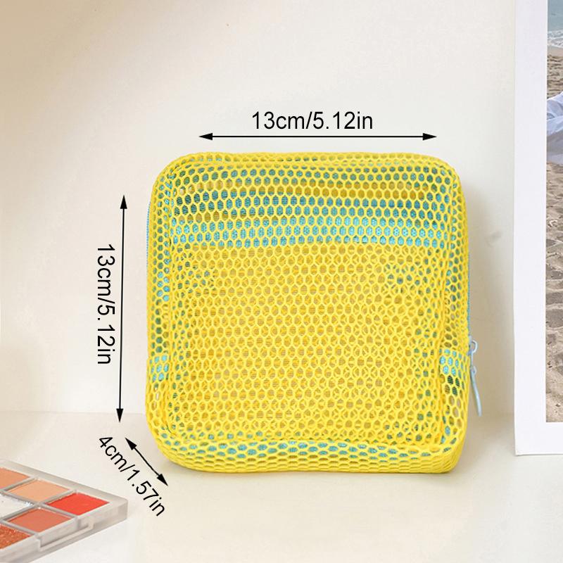 Квадратная сетчатая косметичка, Портативная квадратная сумка для хранения косметики на молнии, Многоцелевая сумка для хранения мелочей