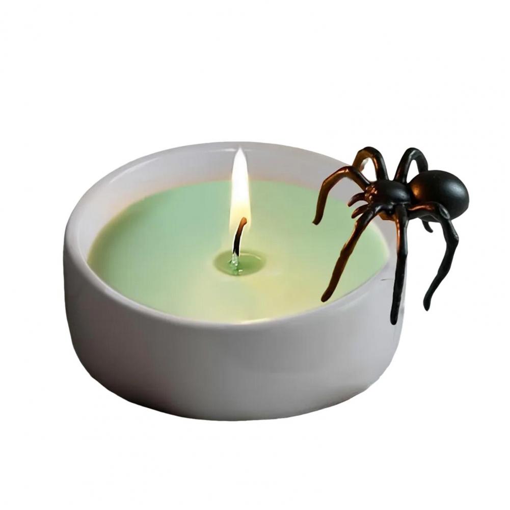 Halloween Candle Stand Spider Candle Holder Spooky Halloween Resin Candle Holder with Ghost Spider Candlestick Holder Spooky Dec