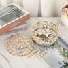 Sparkling Necklace Ring Display Case Glass Mirrored Keepsake Box Portable Crystal Jewelry Box Desk
