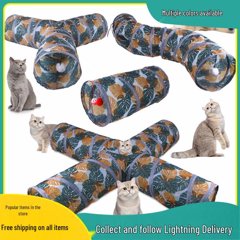 Foldable Rainbow Cat Tunnel: Interactive Cross-Border Play Tube for Cats