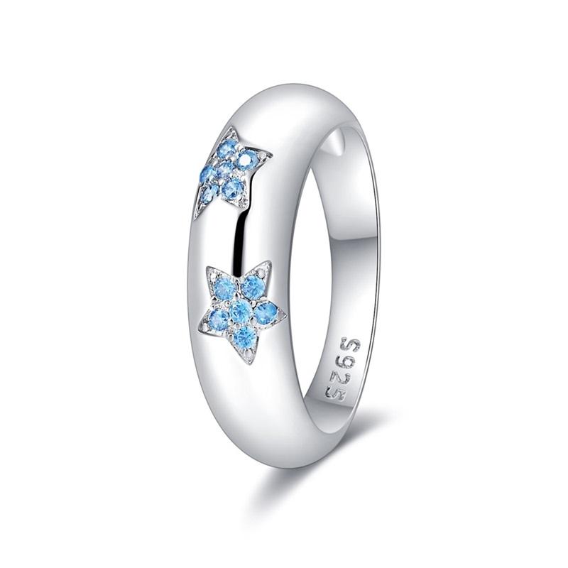 Fashion Original Rings 925 Silver Color Stars Moon Sun Drop Shaped Zircon Rings for Woman Fine Wedding Engagement Jewelry Gifts