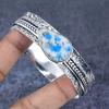 K2 Голубой Азурит Драгоценный камень 925 Стерлинговое серебро Манжета Браслет 7,5"