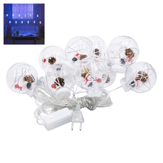 Светодиодный рождественский светильник Yousheng Ball String Light, украшение в виде шара с пожеланиями, 10 светильников в виде Санты/снеговика/шара для занавеса, декор для дома и улицы