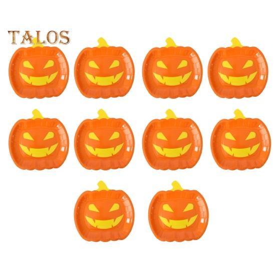 10 шт., бумажные тарелки с тыквой на Хэллоуин, праздничная посуда, маслостойкие обеденные тарелки на Хэллоуин, День Благодарения для вечеринок по сбору урожая