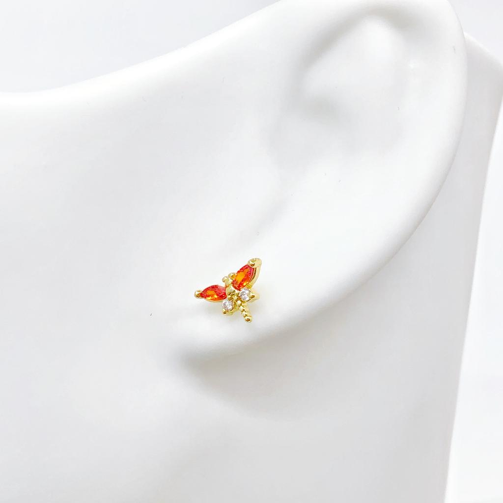 Exquisite Dragonfly Stud Earrings For Women Shiny Crystal Zirconia Cute Insect Creative Ear Piercing Jewelry Party Accessories