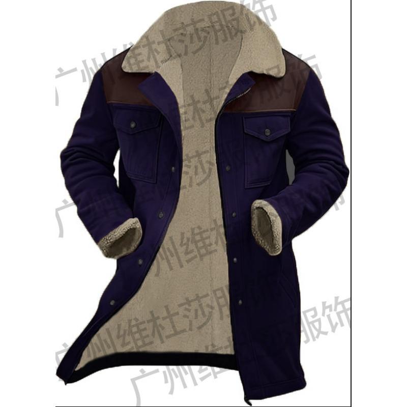 Мужское пальто на осень и зиму, куртка с цветовой блокировкой из замши, пальто с несколькими карманами, 1 цвет doma