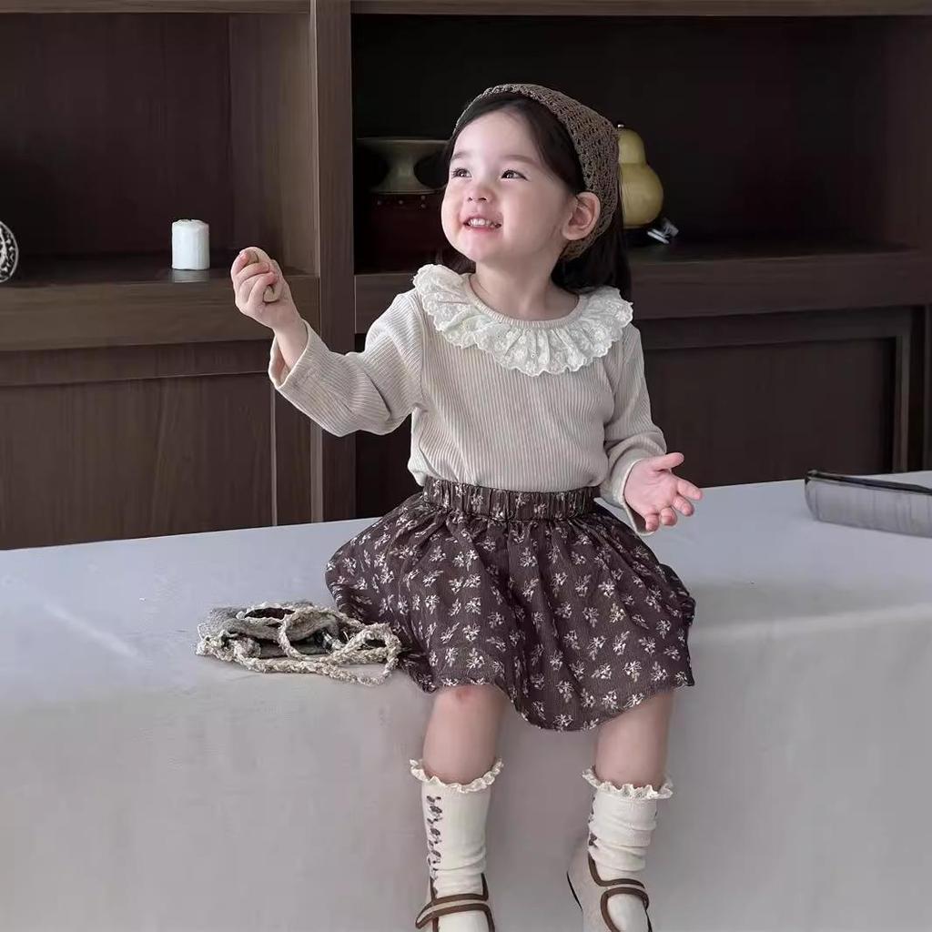 Комплект осенней цветочной кукольной рубашки и юбки для девочек 2025