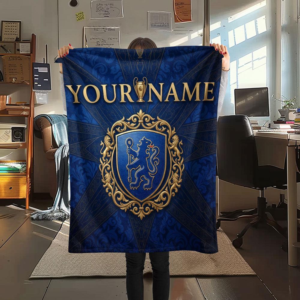 Custom Name,Chelsea FC Printed Flannel Blanket, soft throw for bedroom sofa, washable, Christmas present, great gift.