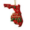 State Pride Christmas Pendant Merry Christmas in Golden Fonts U.S. States Patterns Holly Leaves Berries Snowflakes Xmas Ornament