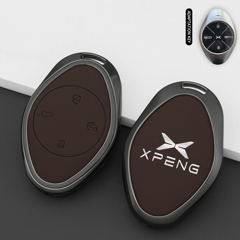 Чехол-брелок из цинкового сплава и кожи для автомобильного ключа Xiaopeng Xpeng P7 P7I P5 G3 G3I G9 G6 Держатель-оболочка Защитные аксессуары