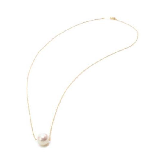 18K Gold Necklace with 8mm Akoya Pearl Pendant