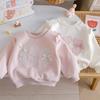 Sweet Autumn Baby Girls' Sweatshirt with 3D Heart Embroidery & Bow, 2025 Fashion.
