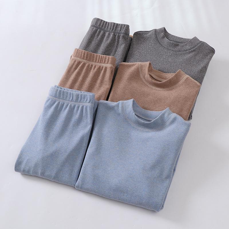 Детский комплект термобелья: Верх и низ с полувысоким воротником, средние и большие размеры, осенне-зимняя пижама, удобная для холодной погоды.