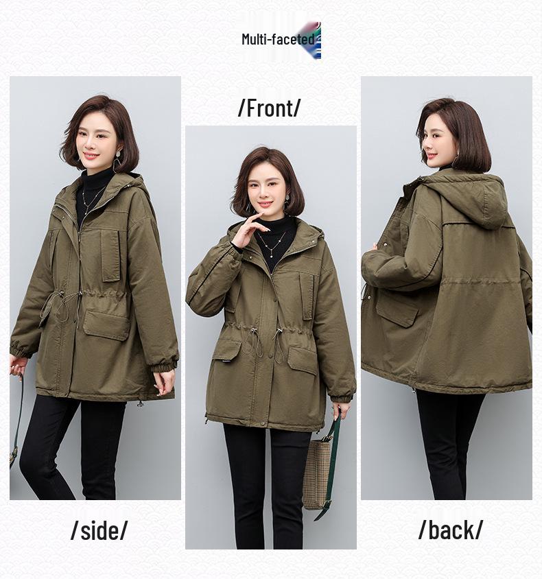 Women's Mid-Length Parka - 2024 Winter Loose-Fit Fashionable Fleece-Lined Cotton Coat