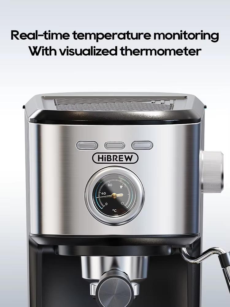 HiBREW Espresso Coffee Machine Cafetera Semi Automatic Coffee Maker 20Bar Visual Temperatura H5A