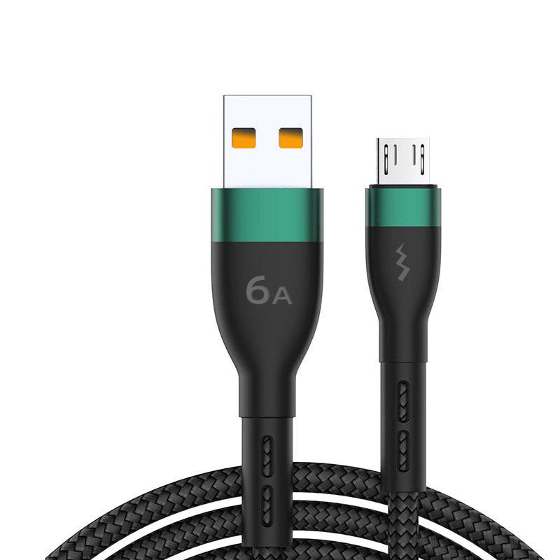 2-метровый плетеный нейлоновый кабель Micro USB для быстрой зарядки Android 6A