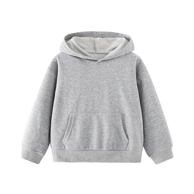 2-10 Years Kids Solid Color Hooded Pullover Sweatshirt