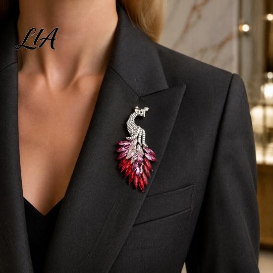 Sparkling Dress Brooch Rhinestone Peacock Brooch, Animal Jewelry Pin for Women, Scarf Vintage Clothes Decorative Accessory Wedding Parties Coat