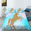 3D Digital Printing Quilt Cover Pillowcase Two Or Three-Piece Set Unicorn Series Polyester