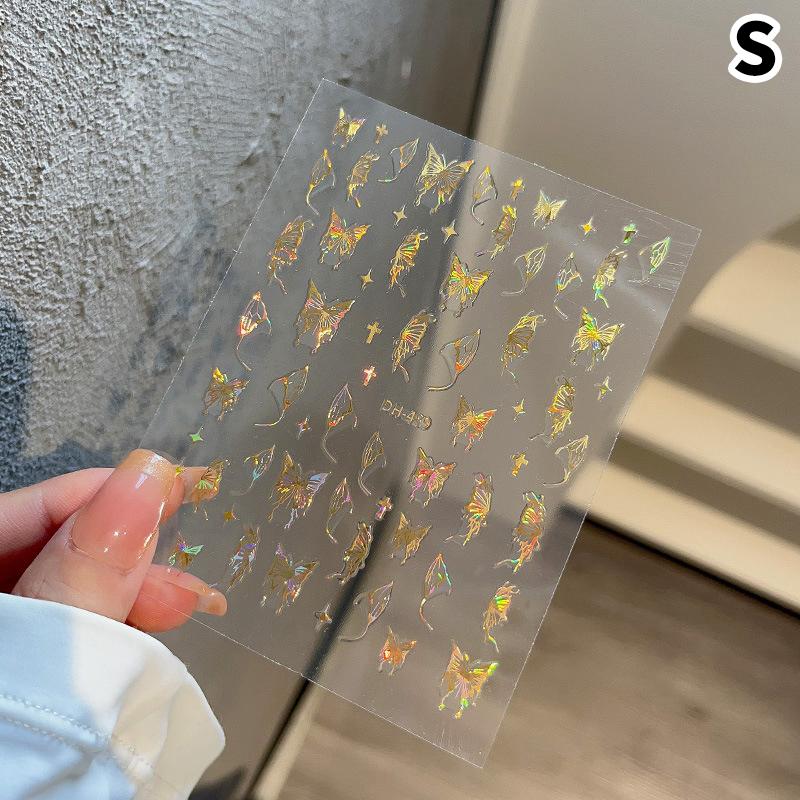 Нарисованная вручную жидкая наклейка для дизайна ногтей в виде бабочки, ультратонкая, прозрачная, декоративная, цветная, самоклеящаяся наклейка