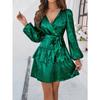 Women's Sexy V-neck Tie Bubble Sleeve Dresses