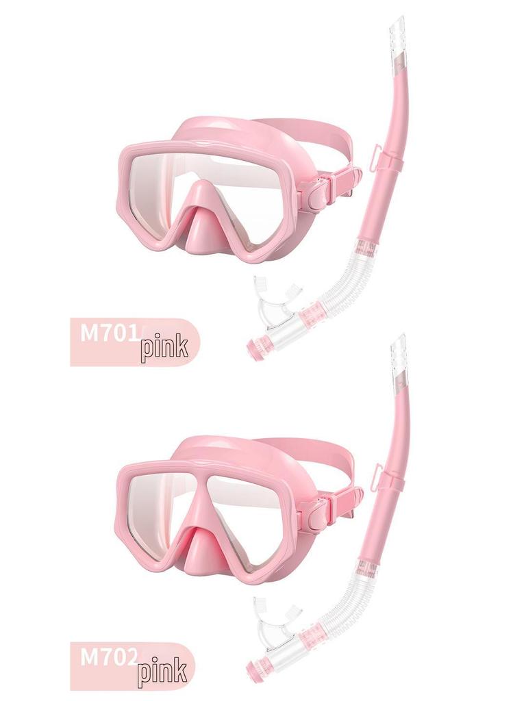 Snorkeling Set: Wide-View Mask & Semi-Dry Breathing Tube - Silicone Diving Goggles 2-Piece Kit