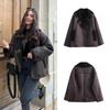 Fashion Woman Thick Faux Leather Jackets Women 2024 Winter Warm Wool Blends Chic Coats Lapel Pu Plush New In Outerwear