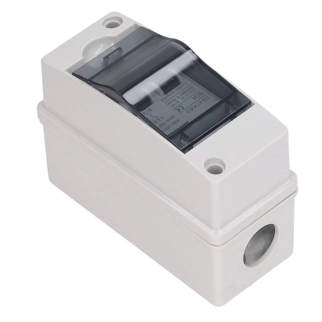 Miniature Circuit Breaker 50Amp Waterproof 2P DC Solar Disconnect Switch Isolator for Solar PV System DC 12‑400V AC