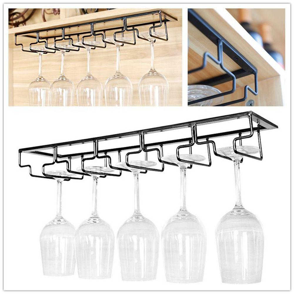 Hanging Wine Glass Shelf Iron Art Goblet Storage Rack New Under Cabinet Storage Rack Wall Mount