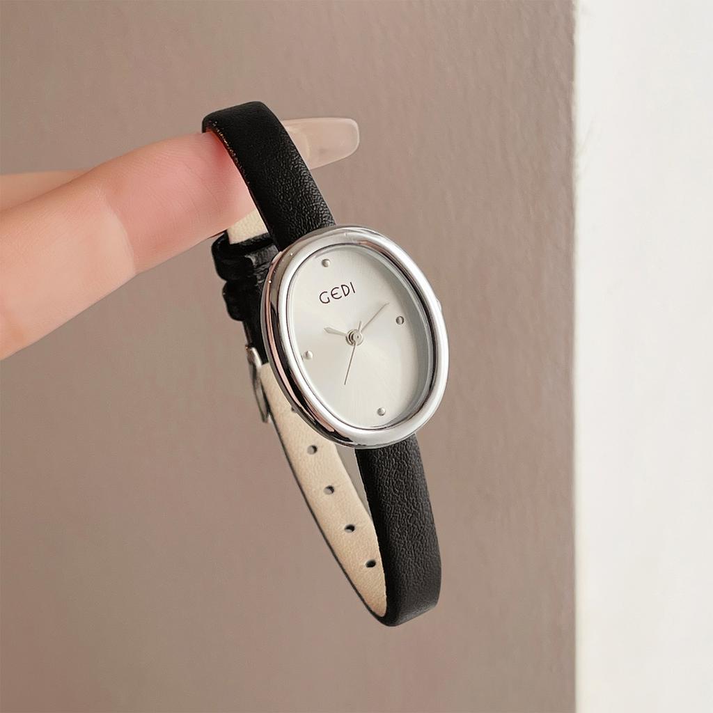 Elegant Luxury Leather Strap Watches for Women Water-Resistant Quartz Timepiece with Small Oval Dial Perfect Gift for Ladies