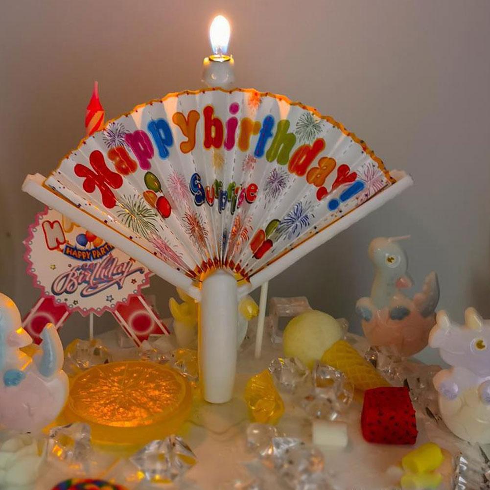Creative Surprise Fan Birthday Candle Birthday Party Candle Decoration Funny Cake Cupcake Topper Party Decoration Supplies DIY