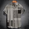 Short Sleeves Lapel Men Shirt Geometric Print Buttons Closure Sweat Absorbent Breathable Casual Striped Hawaiian Print Shirt Streetwear