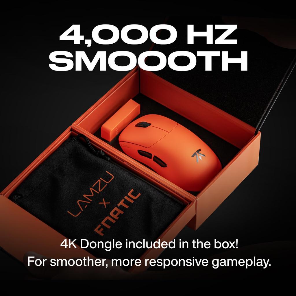Fnatic Gear Fnatic X LAMZU THORN 4K Special Edition Gaming Mouse MS692 Orange X Black with 4000Hz Polling Rate and Sensor Professional-Grade