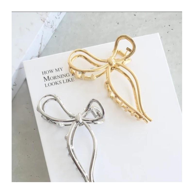 Hair Clip Metal Bow Buckle Gold Strong Gold Decoration